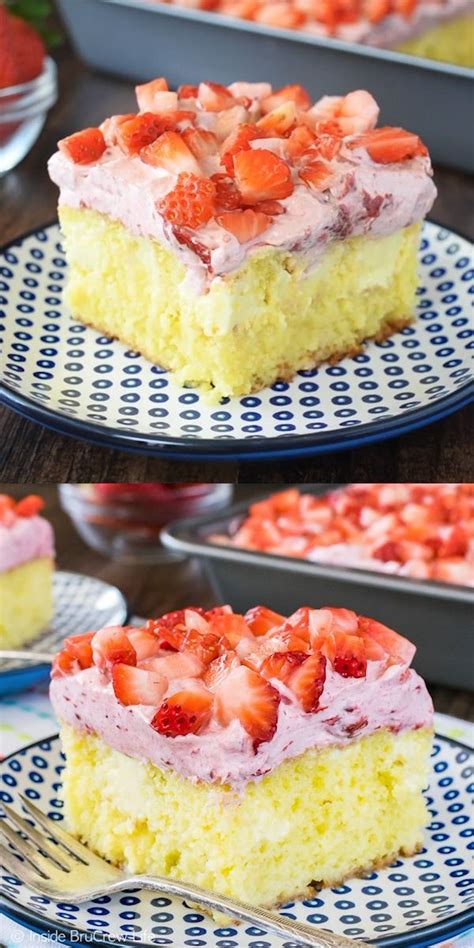 Lemon Strawberry Poke Cake Inside BruCrew Life Strawberry Cake