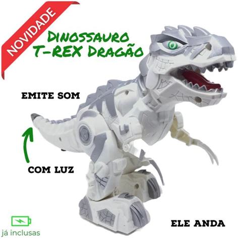 Dinossauro Que Anda Trex Drag O Luz E Som Toyk Bonecos