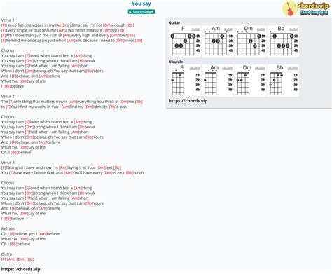 Chord: You say - tab, song lyric, sheet, guitar, ukulele | chords.vip