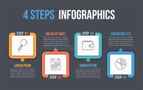 四步infographics 向量例证 插画 包括有 模板 图表 圈子 进程 图形 工作 步骤 92013064