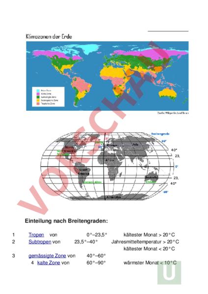 Arbeitsblatt Klimazonen Geographie Anderes Thema