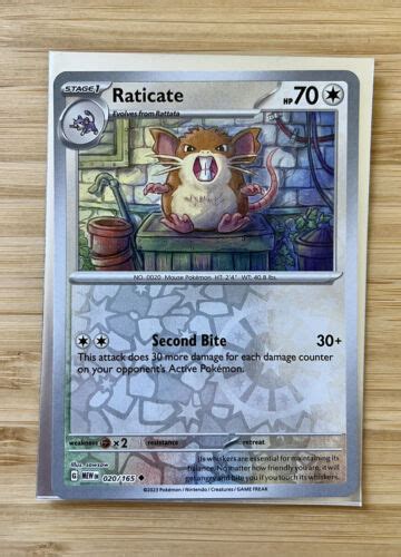 Pokemon TCG Scarlet And Violet 151 Reverse Holo Raticate 020 165