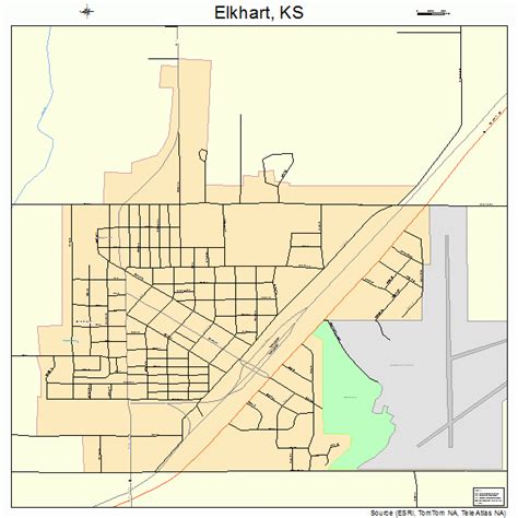 Elkhart Kansas Street Map 2020350