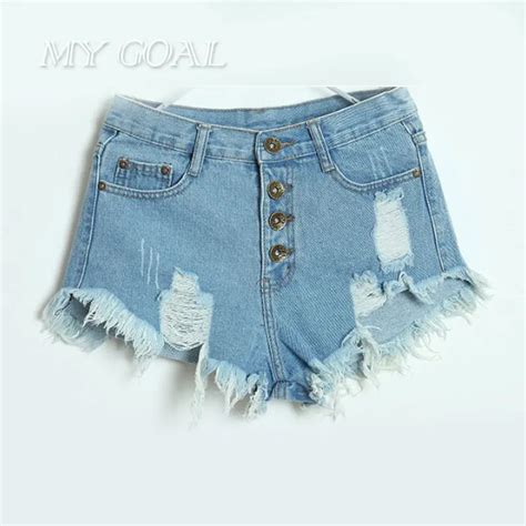 2016 Fashion Summer Low Waist Jeans Shorts Ripped Hole Women Slim Fit