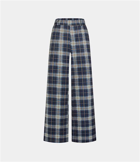 Women S High Waisted Plaid Wide Leg Casual Pants Halara