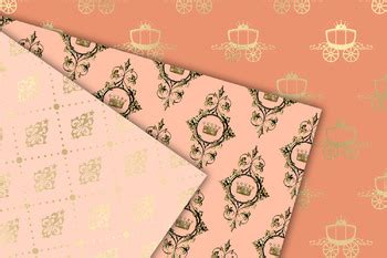 Peach And Gold Princess Digital Paper By Digital Curio Tpt