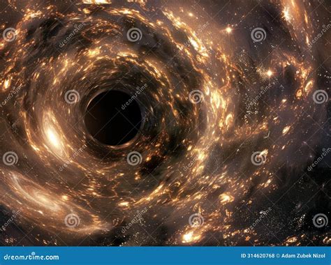 Surreal Depiction Of A Black Hole Surrounded By Swirling Galaxies And