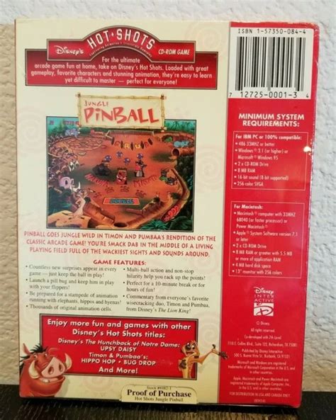 DISNEY HOT Shots Timon Pumbaa s Jungle flipper fenêtres Mac CD Rom