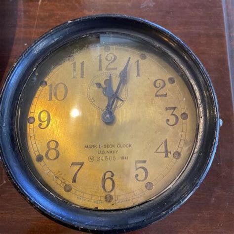 Seth Thomas 1941 Ww2 Us Navy Mark 1 Deck Clock Bakelite With Back Plat