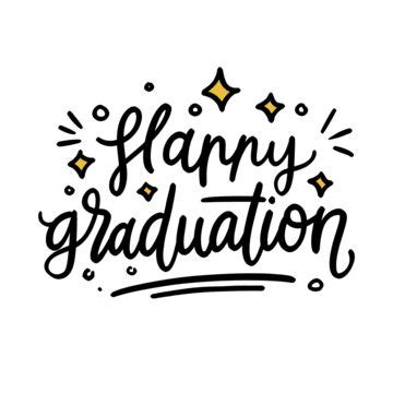 Happy Graduation Text Lettering Handwriting Transparent Background