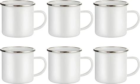 Pyd Life Sublimation Blanks White Enamel Mug Oz With Silver Rim