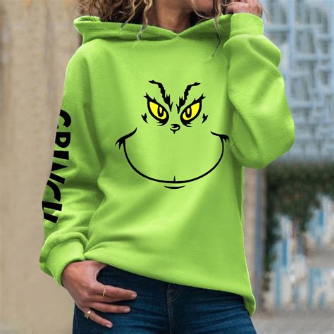 Grinchgrinch Hoodiechristmas Hooded Sweatshirts For Women Casual Long