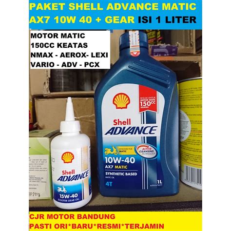 Jual PAKET Oli Motor SHELL ADVANCE MATIC AX7 10W 40 ISI 1L OLI GEAR