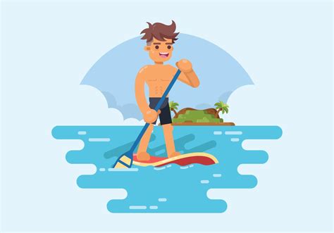 Man Standing On Paddle Board Vector 159969 Vetor No Vecteezy