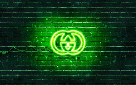 Download Wallpapers Gucci Green Logo 4k Green Brickwall Gucci Logo