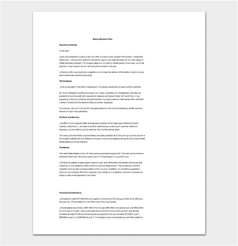 Bakery Business Plan Template Start Your Cake Business