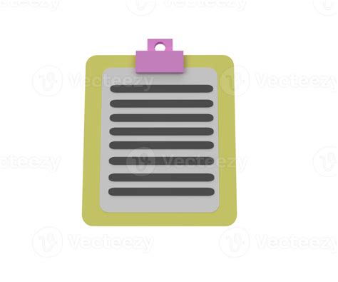 3d Illustration Clipboard With Sheets Of Paper Document Icon Notes