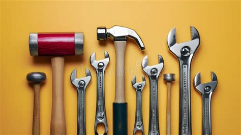 Assortment Of Essential Hand Tools On Vibrant Background Concept Hand