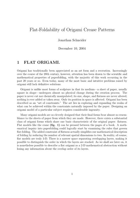 Flat Foldability Of Origami Crease Patterns Docslib