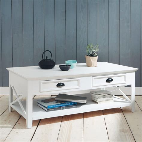 Table Basse En Pin Blanc L 120 Cm Newport Maisons Du Monde