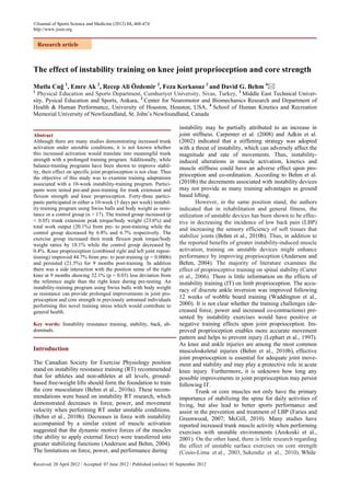 The Effect Of Instability Training On Knee Joint Proprioception And