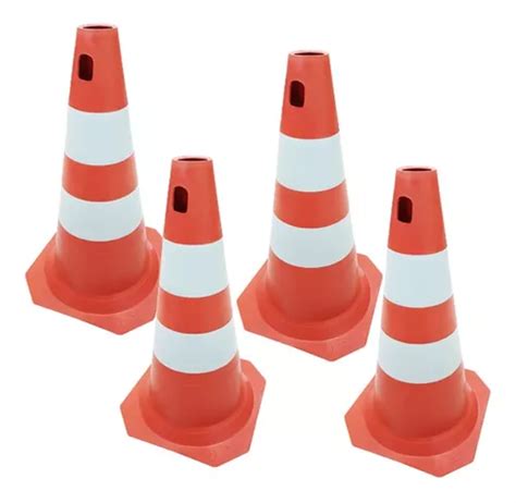 Kit 6 Cones De Sinalização Laranja E Branco 50 Cm