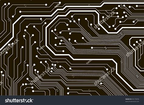 Circuit Board Pattern Black And White Vector Illustration 99175976