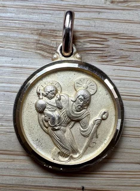 Medaille Religieuse Ancienne Saint Christophe Plaque Or Eur