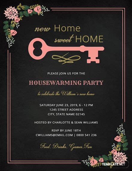 Chalkboard Housewarming Invitation Template Word Psd Publisher Housewarming