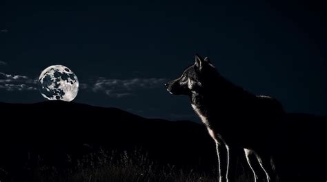 Le Loup Hurle La Pleine Lune La Nuit Generative Ai Photo Premium