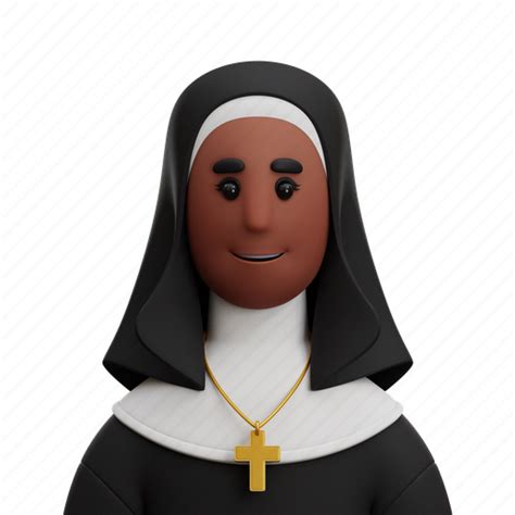 Nun Avatar Character People Woman Church Cross D Illustration