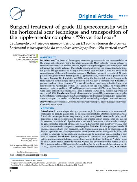 PDF Surgical Treatment Of Grade III Gynecomastia With The Horizontal