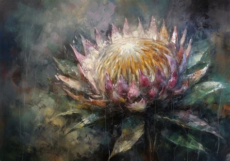 Premium AI Image | A painting of a king protea