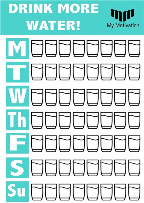 Hydration Chart Printable