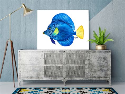 Purple Tang Tropical Fish Print Coral Reef Art Fish Print Etsy