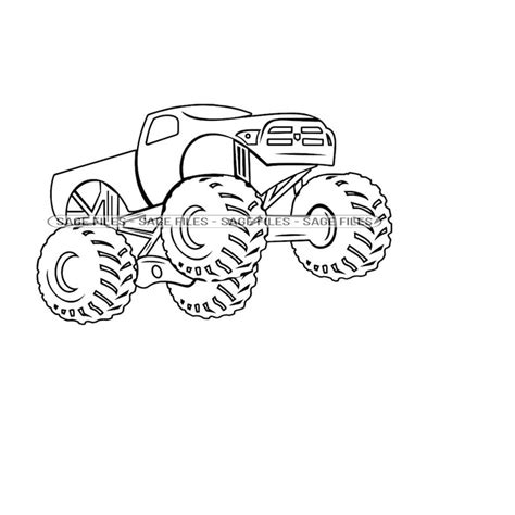 Monster Truck Outline 4 Svg Monster Truck Svg Monster Truc Inspire