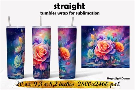 Rainbow Roses Tumbler Sublimation Graphic By Daryaboska Creative Fabrica