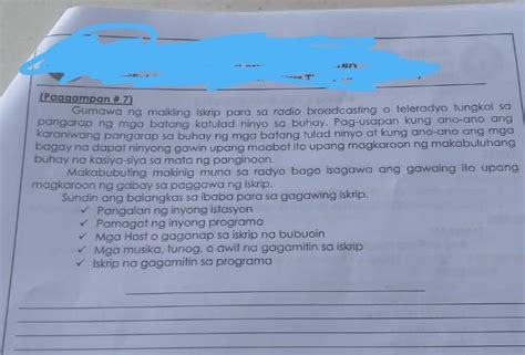 Paggampan 7 Gumawa Ng Maikling Iskrip Para Sa Radio Broadcasting O