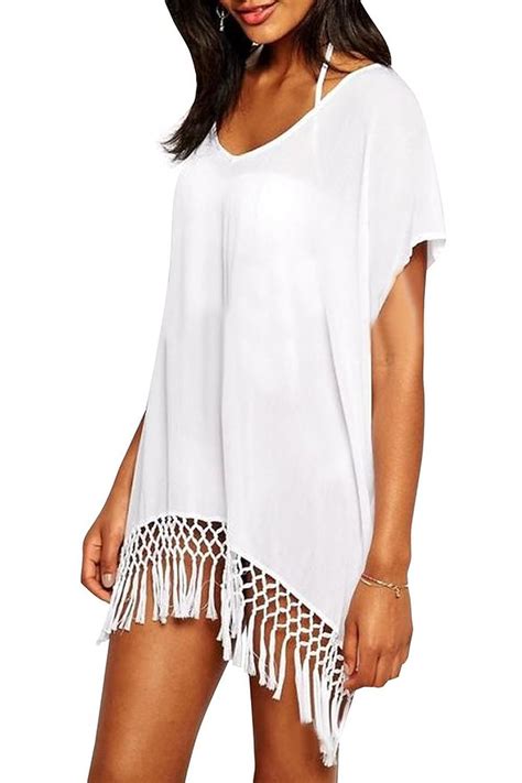 Jastore Damen Bergro Wei Strandponcho Sommer Berwurf Kaftan