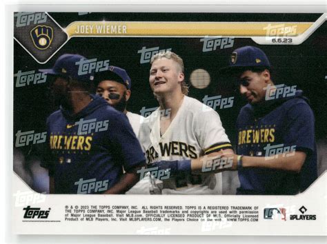 Joey Wiemer Rookie Card Topps Now Rc Brewers Purple