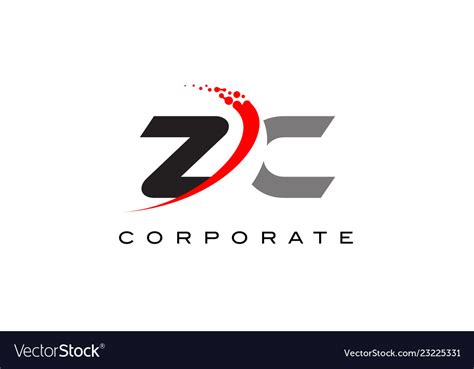 Zc modern letter logo design with swoosh Vector Image