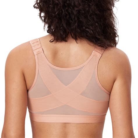 Delimira Womens Full Coverage Front Closure Back Support Posture Bras