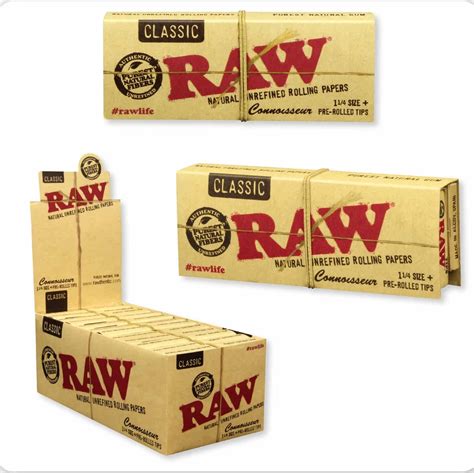 Raw Classic Connoisseur 1 1 4 Pre Rolled Tips 24 Bx Golden