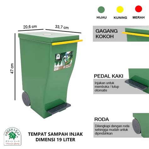 Jual Tempat Sampah Injak Liter Dengan Roda Greenleaf Shopee