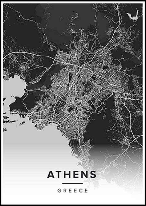 Athens Map Poster Hakyarts