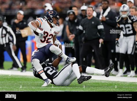 Chicago Bears Running Back David Montgomery 32 Is Tackled By Oakland