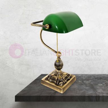 Lampada Ministeriale Da Banchiere Classica Vintage Ottone Satinato