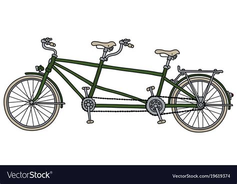 The Hand Drawing Of A Classic Green Tandem Bicycle Download A Free