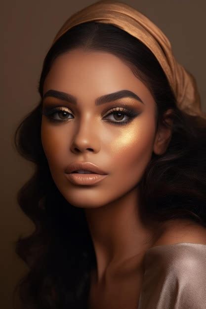 Premium AI Image | A woman with a golden brown make up on her face