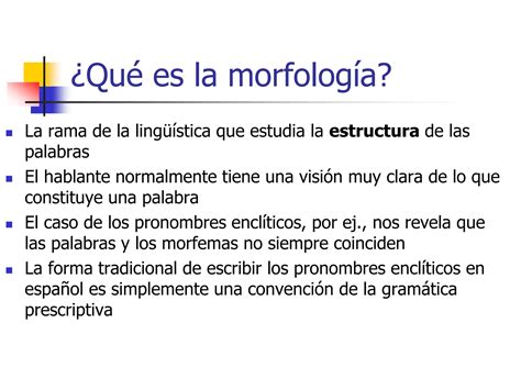 Morfología de las palabras lenguaje ppt Secundaria PPT